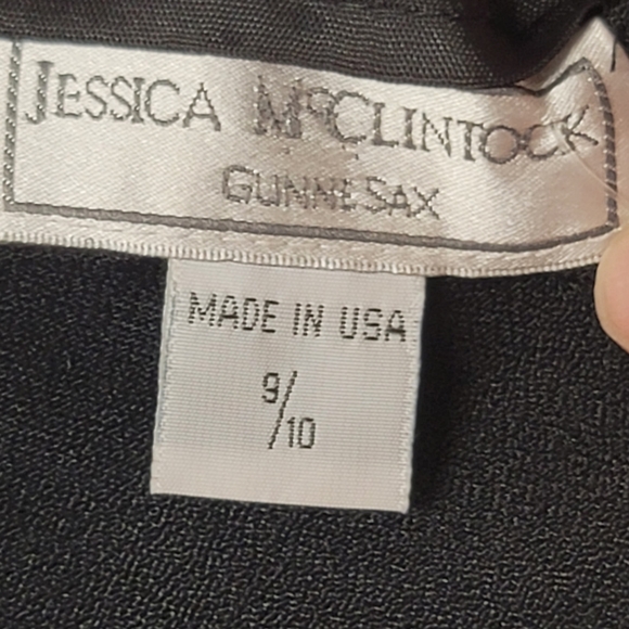 Vintage Gunnie Sax Jessica McClintock Crystal embellished Black Maxi Dress SZ 6 - Picture 5 of 16